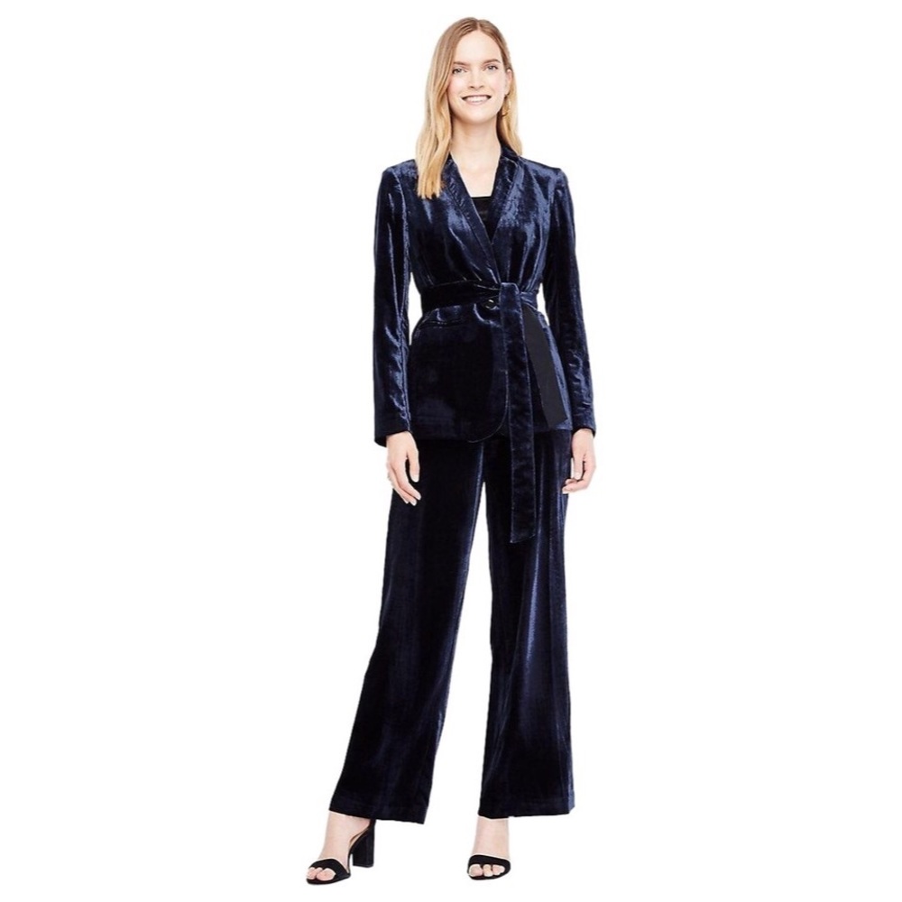 Ann Taylor belted Velvet blazer and pant set